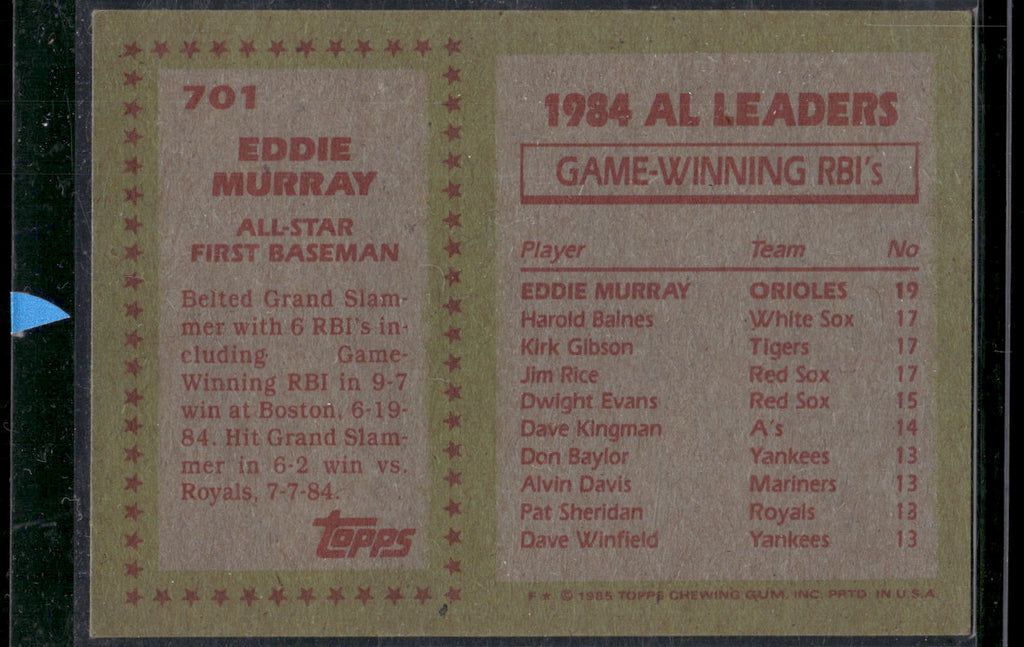 1985 Topps #701 Eddie Murray