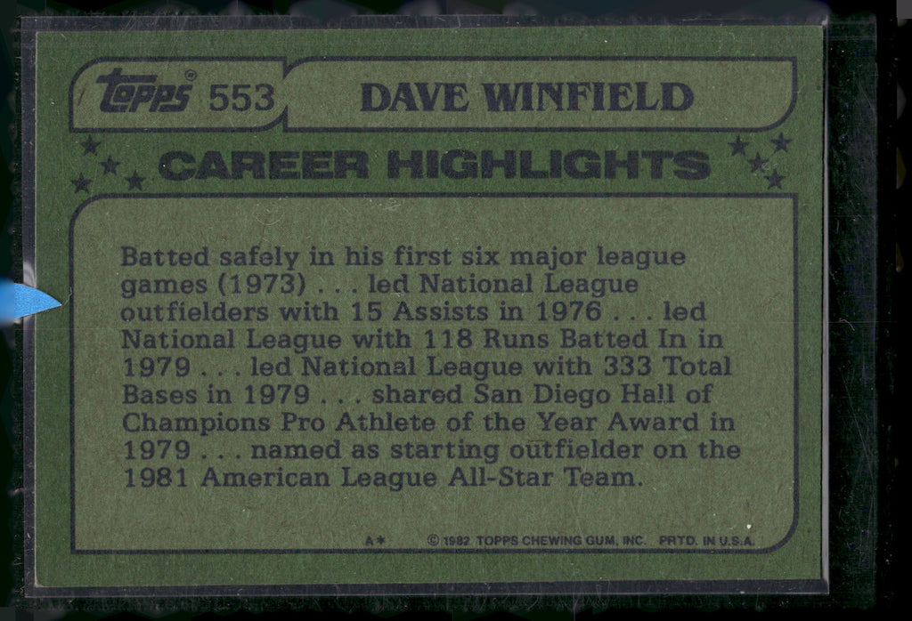 1982 Topps #553 Dave Winfield