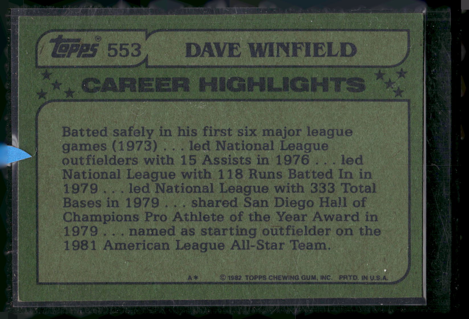 1982 Topps #553 Dave Winfield