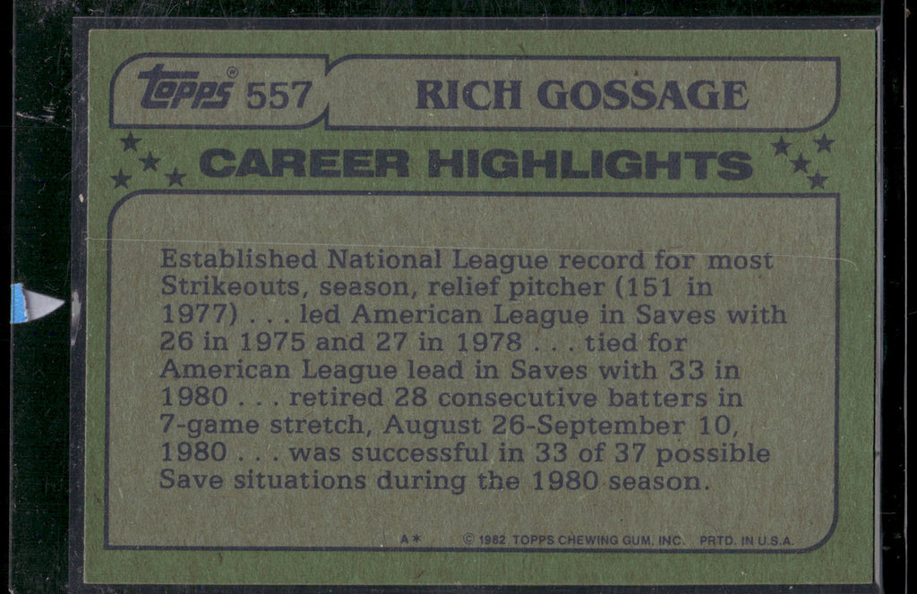 1982 Topps #557 Rich Gossage