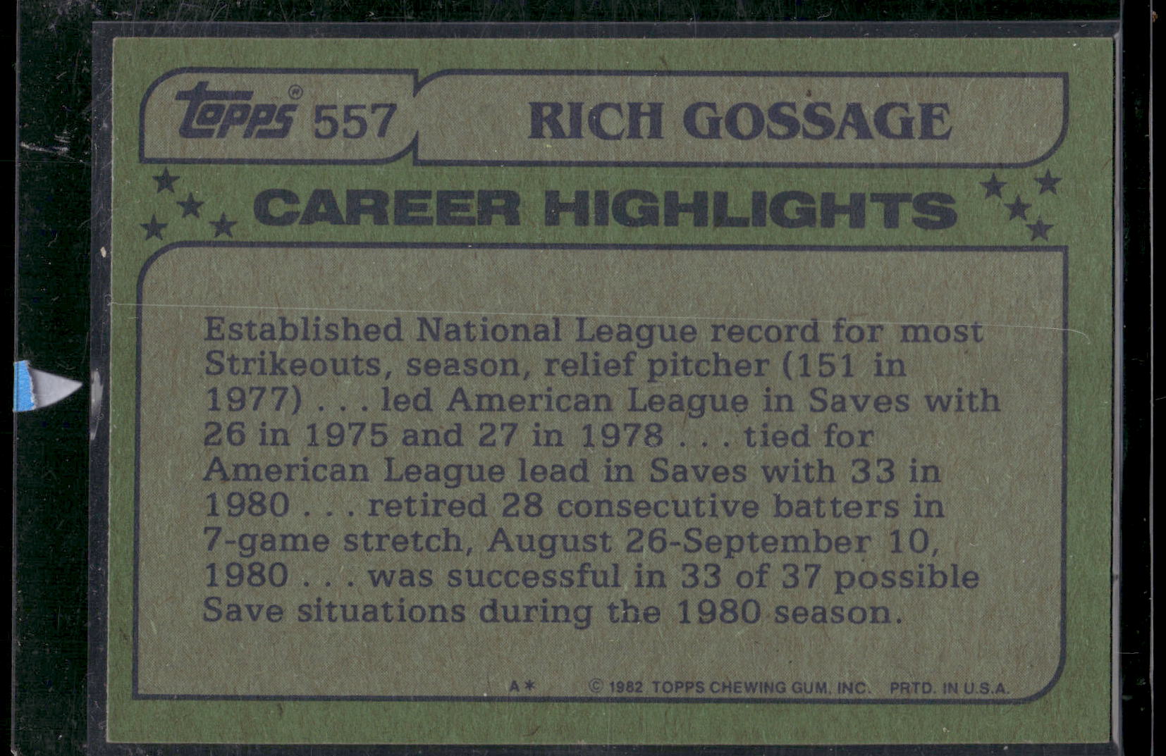1982 Topps #557 Rich Gossage