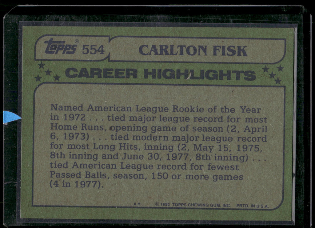 1982 Topps #554 Carlton Fisk