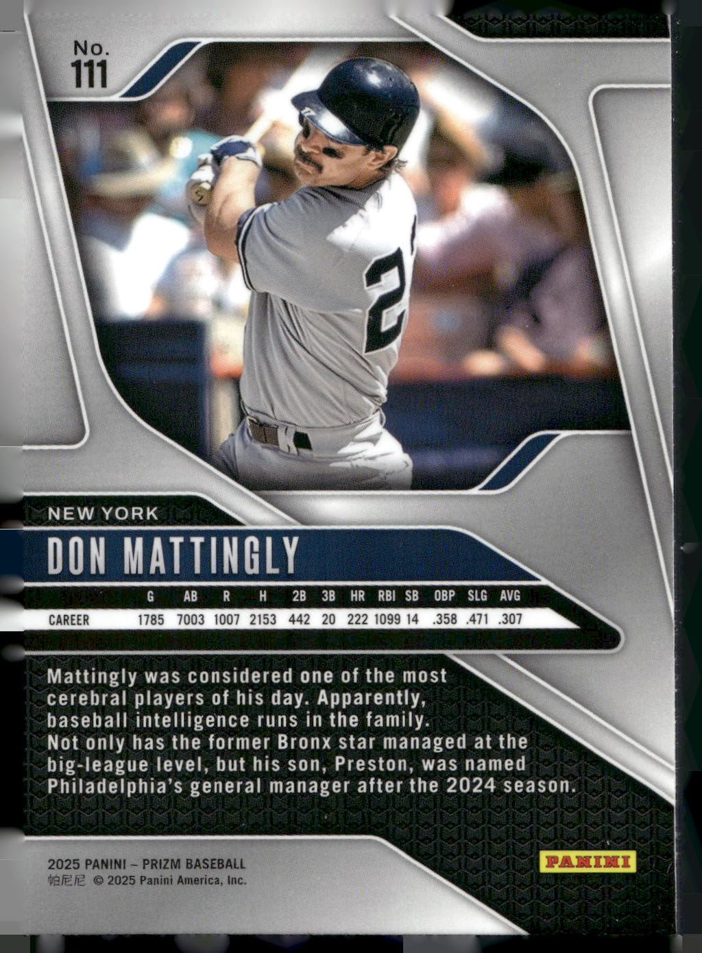 2025 Panini Prizm #111 Don Mattingly