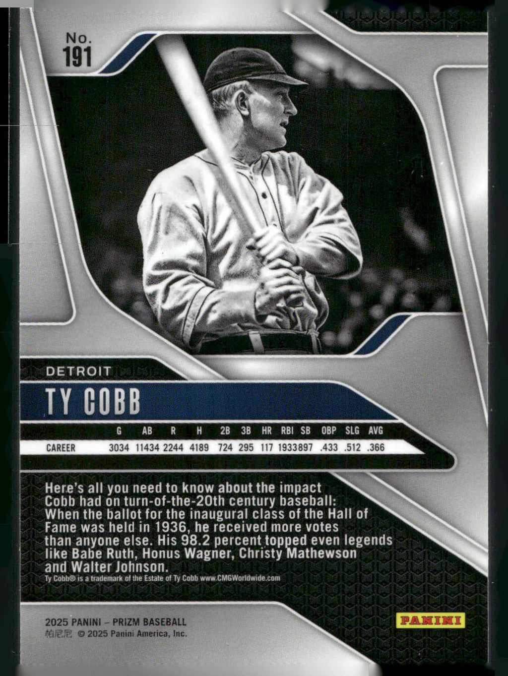 2025 Panini Prizm #191 Ty Cobb