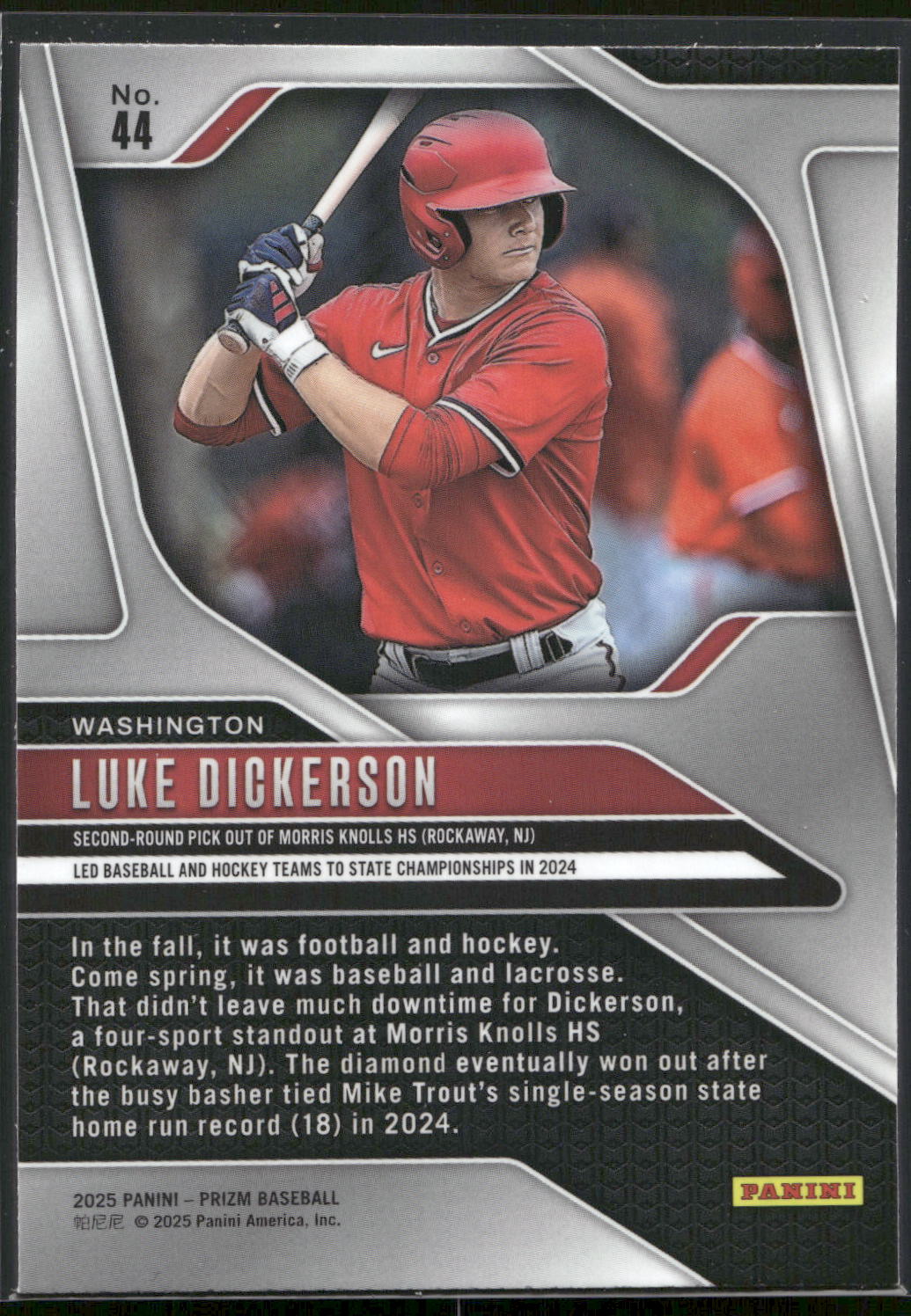 2025 Panini Prizm #44 Luke Dickerson