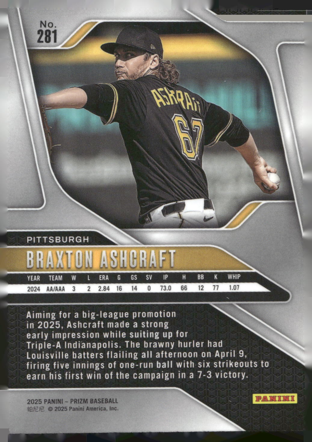2025 Panini Prizm #281 Braxton Ashcraft
