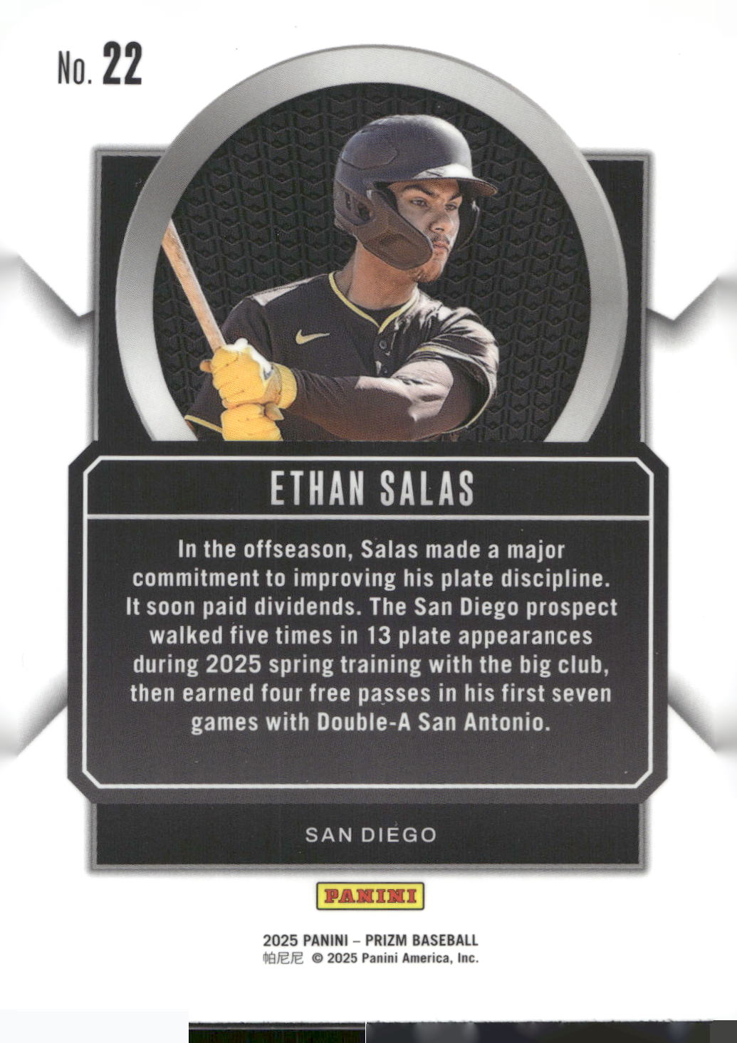 2025 Panini Prizm #22 Ethan Salas Talisman