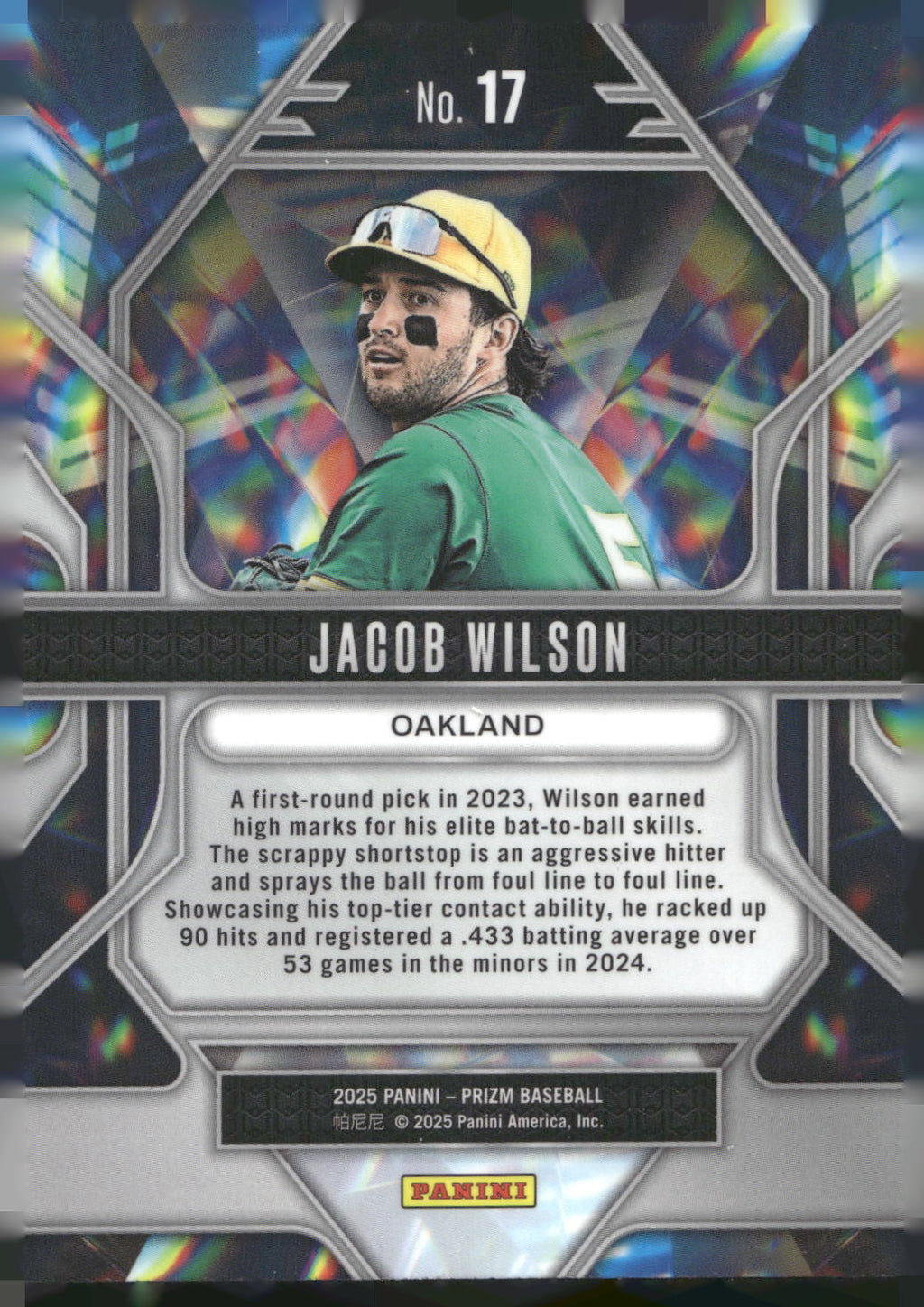 2025 Panini Prizm #17 Jacob Wilson Prizmatic