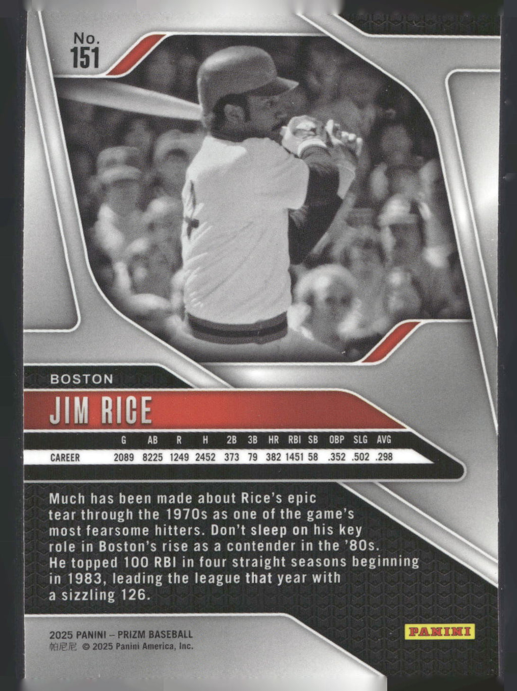 2025 Panini Prizm #151 Jim Rice