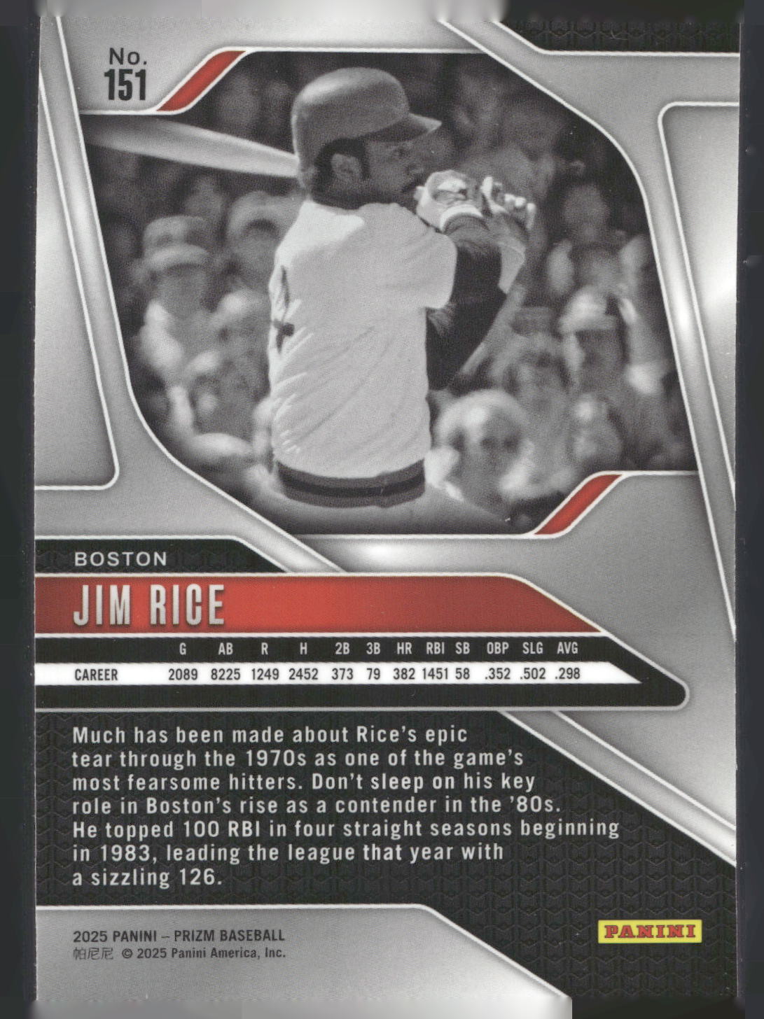 2025 Panini Prizm #151 Jim Rice