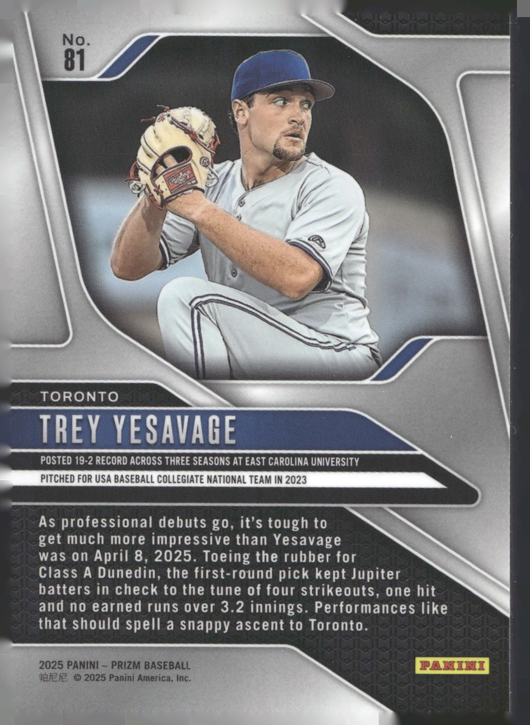 2025 Panini Prizm #81 Trey Yesavage