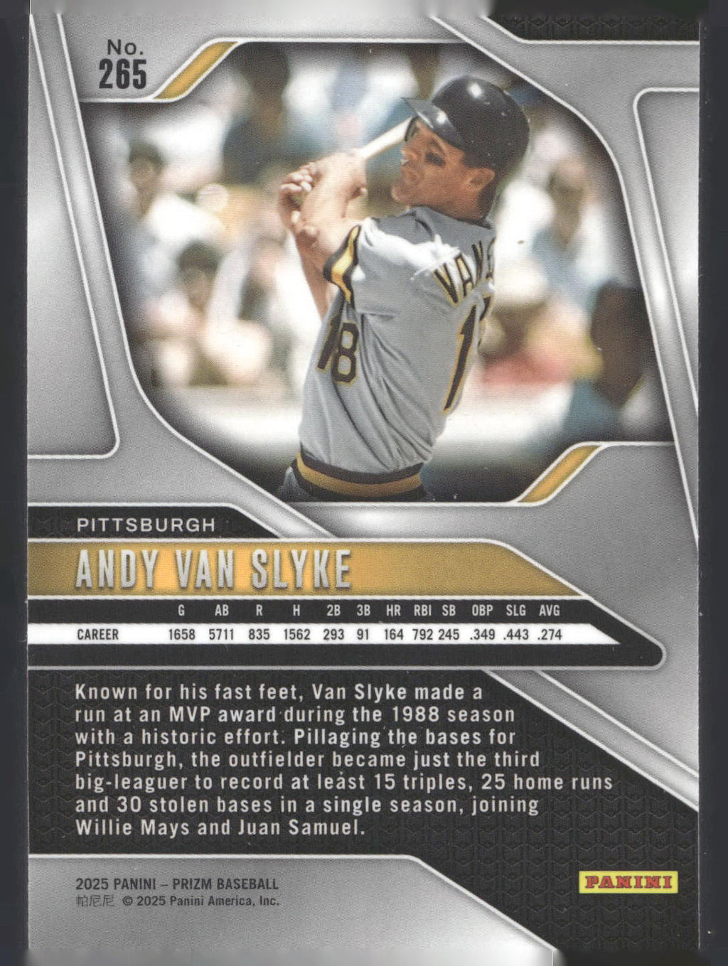 2025 Panini Prizm #265 Andy Van Slyke