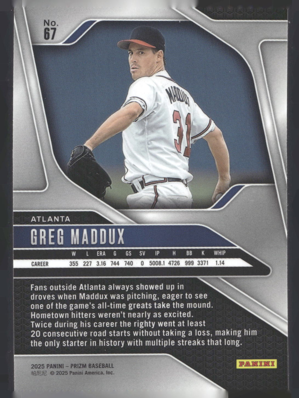 2025 Panini Prizm #67 Greg Maddux