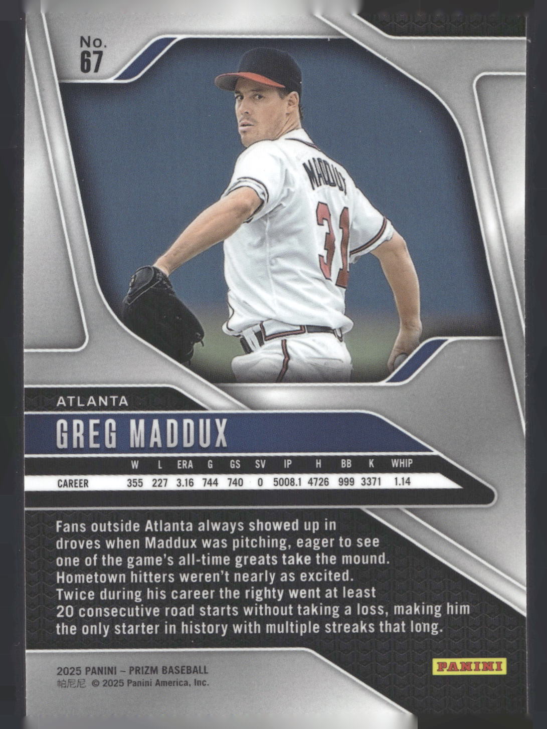 2025 Panini Prizm #67 Greg Maddux