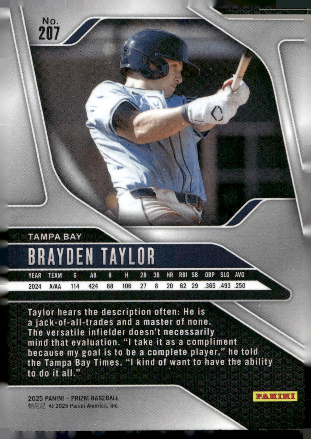 2025 Panini Prizm #207 Brayden Taylor