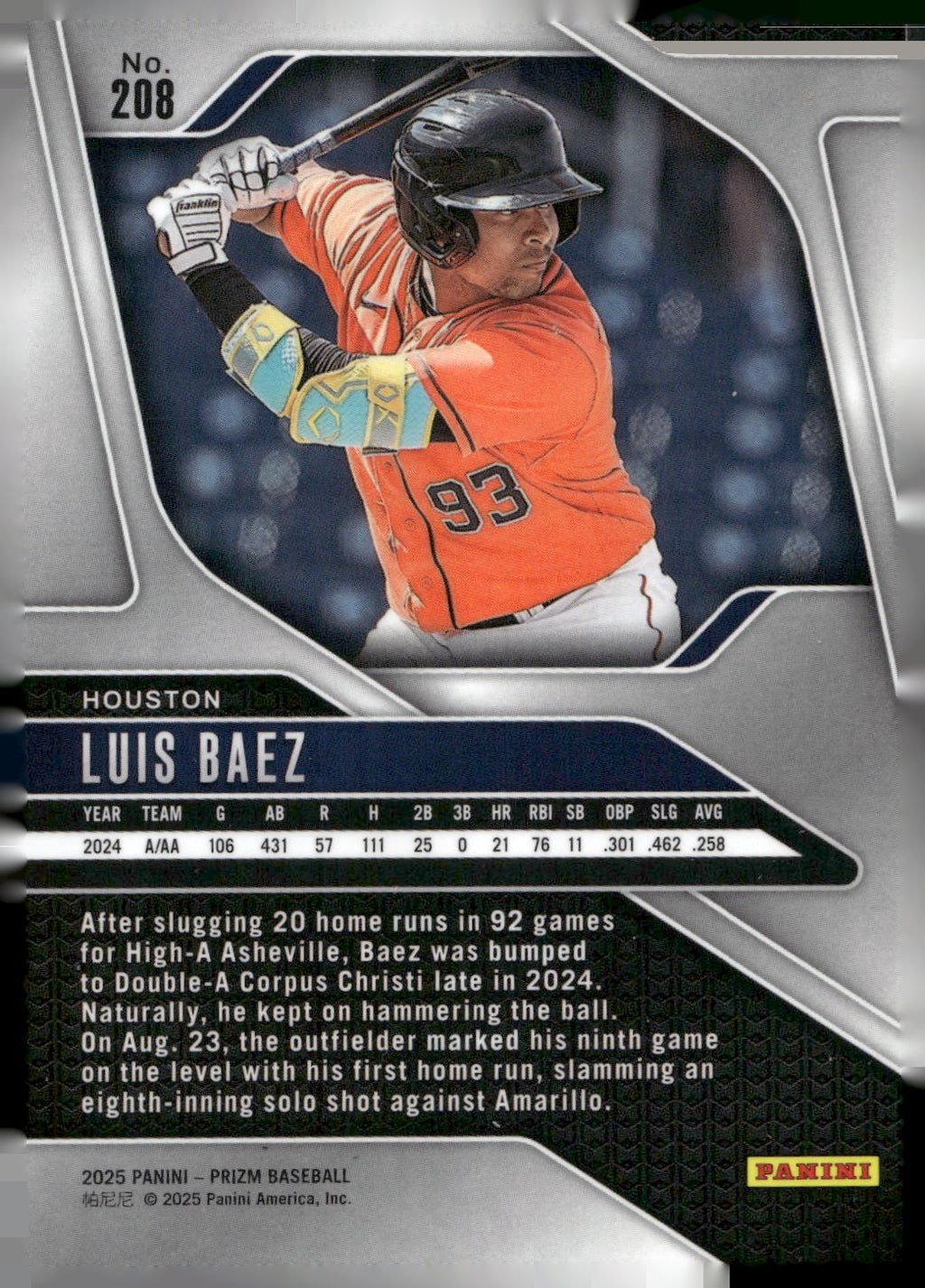 2025 Panini Prizm #208 Luis Baez