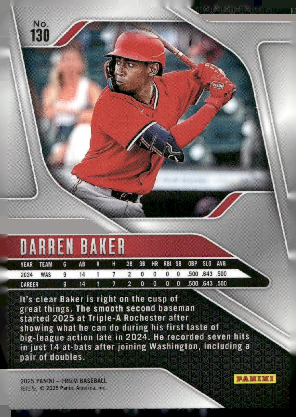 2025 Panini Prizm #130 Darren Baker