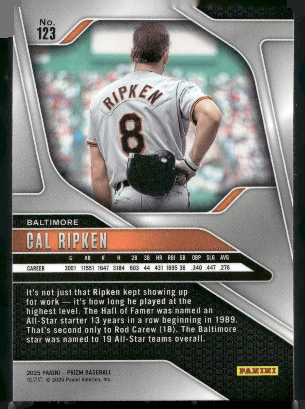 2025 Panini Prizm #123 Cal Ripken