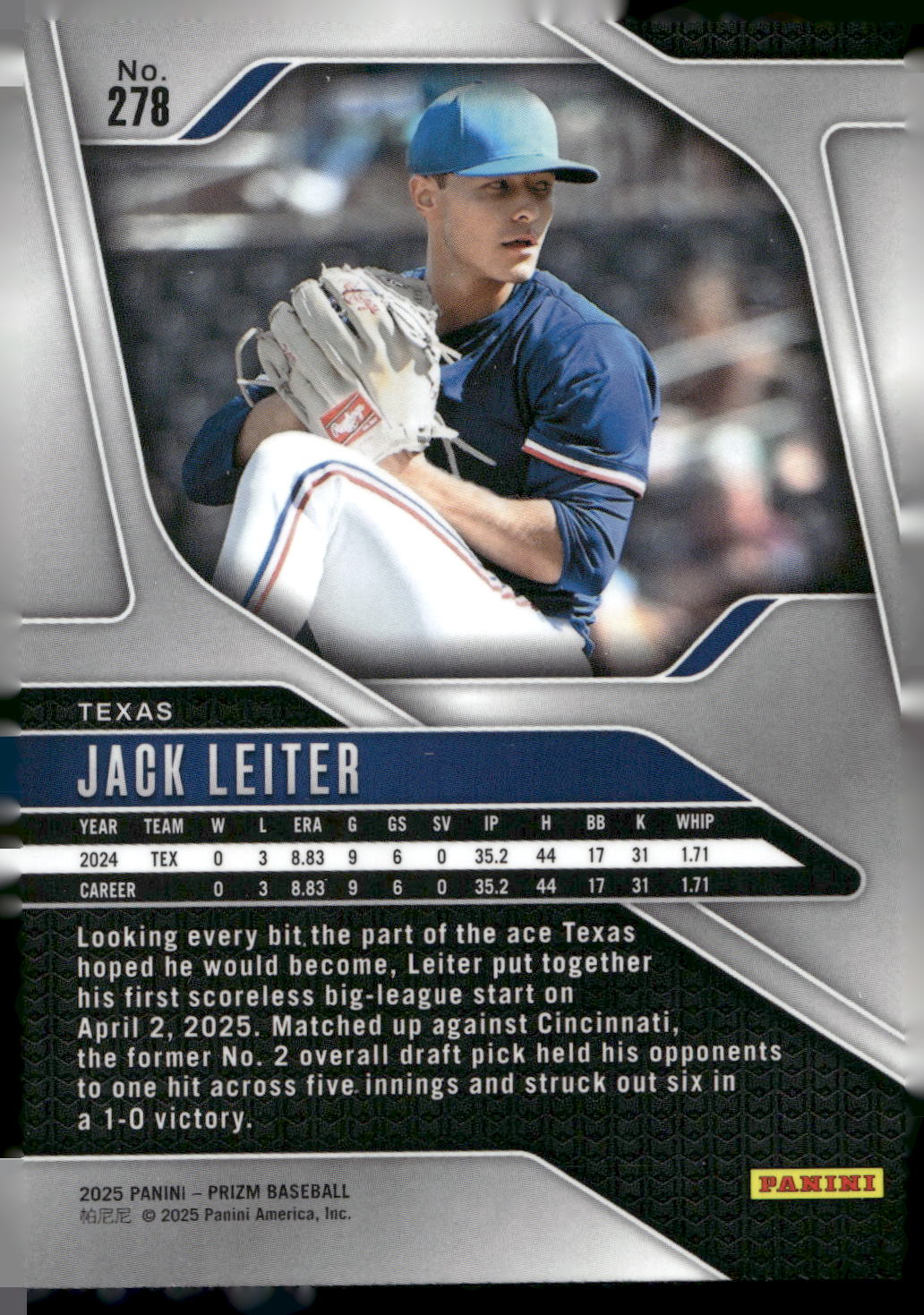 2025 Panini Prizm #278 Jack Leiter