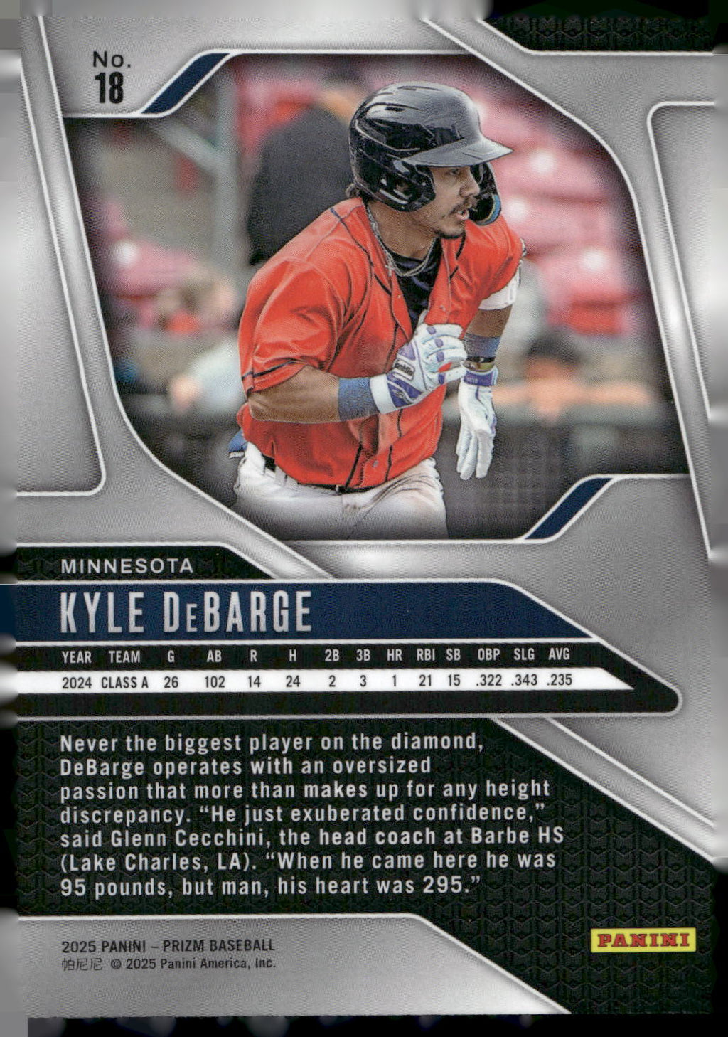 2025 Panini Prizm #18 Kyle DeBarge