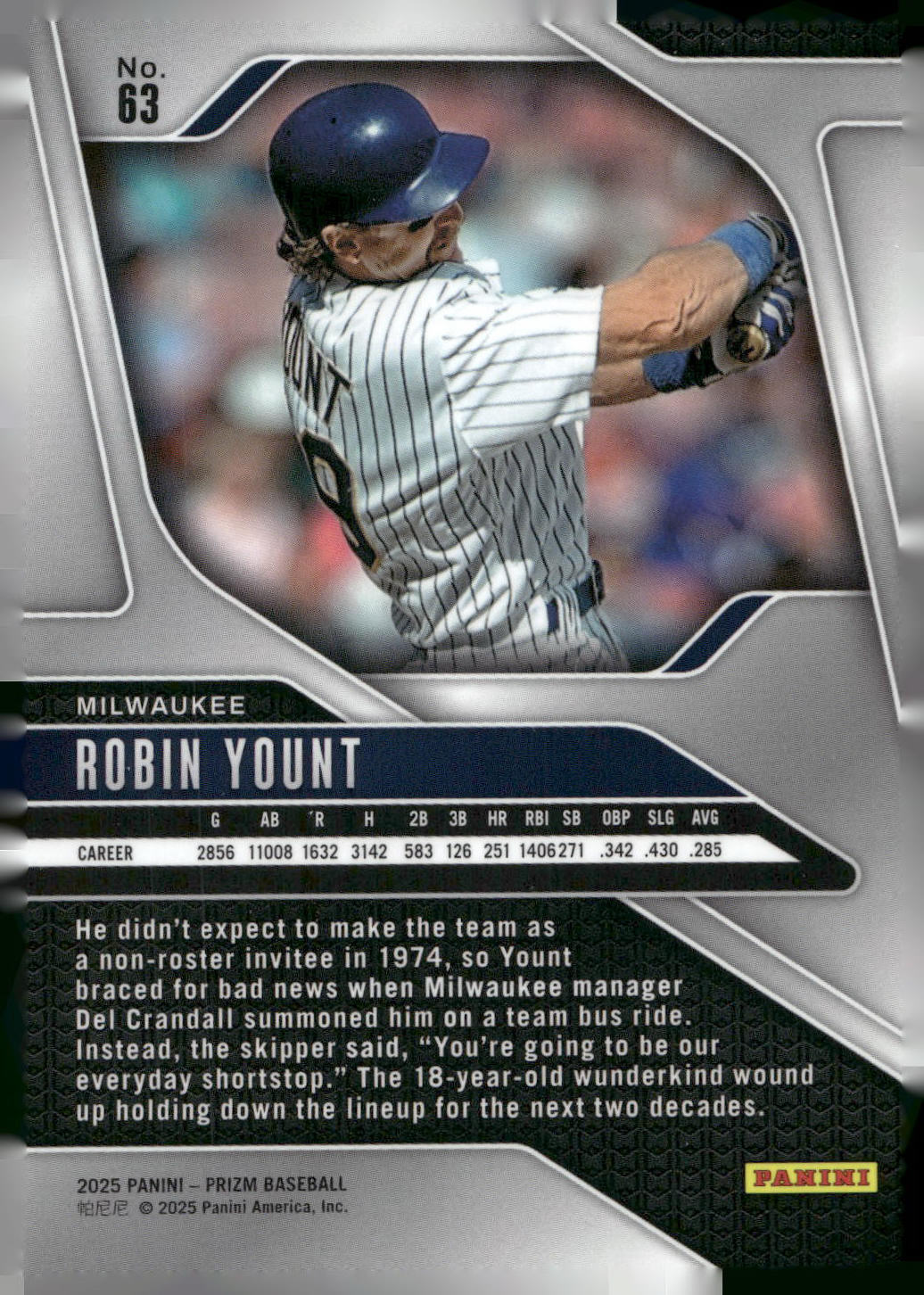 2025 Panini Prizm #63 Robin Yount
