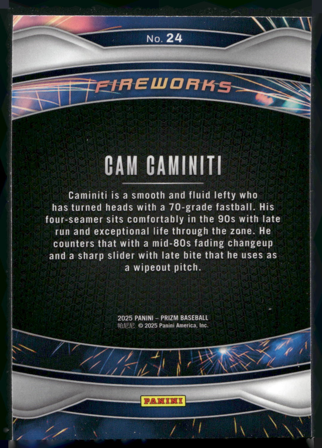 2025 Panini Prizm #24 Cam Caminiti Fireworks