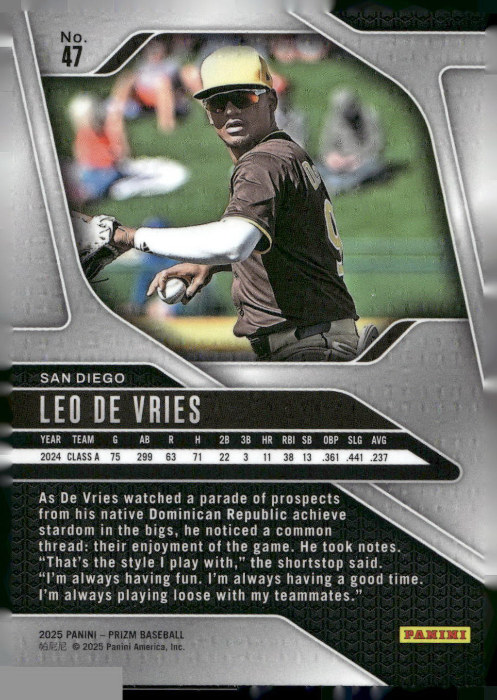 2025 Panini Prizm #47 Leo De Vries