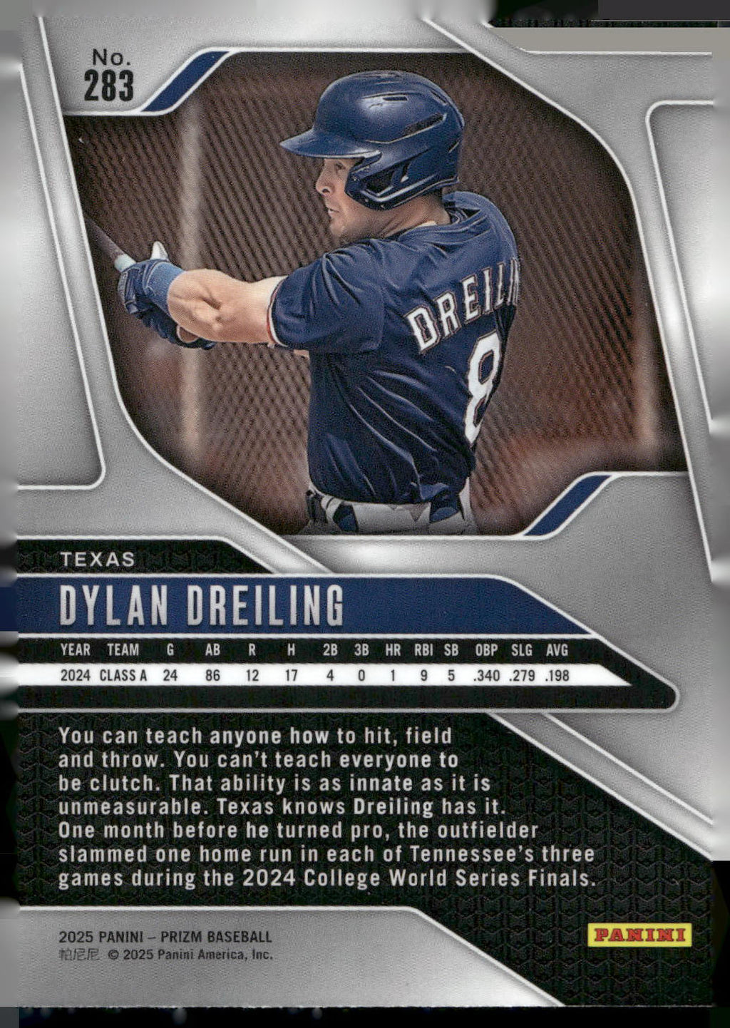 2025 Panini Prizm #283 Dylan Dreiling