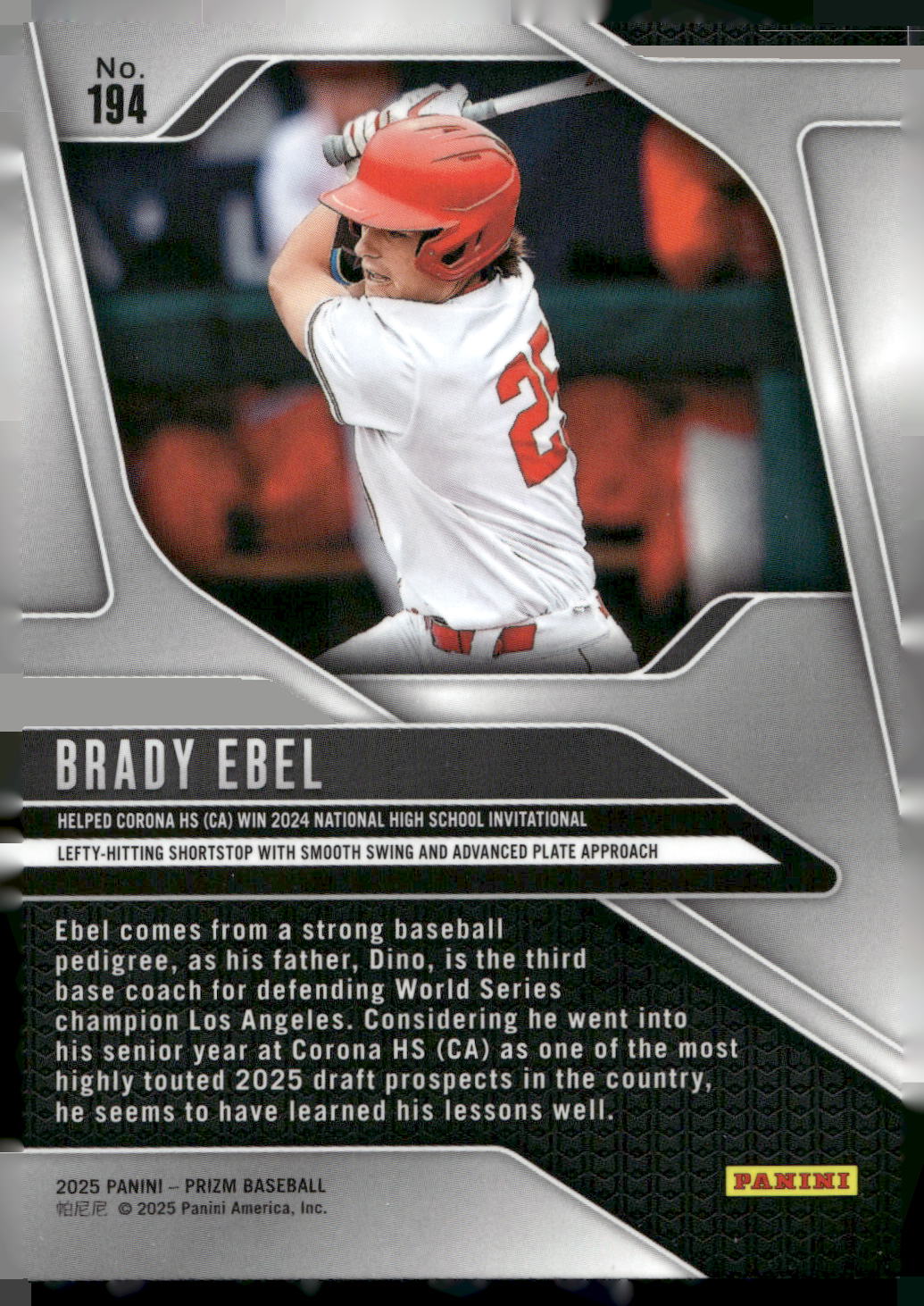 2025 Panini Prizm #194 Brady Ebel
