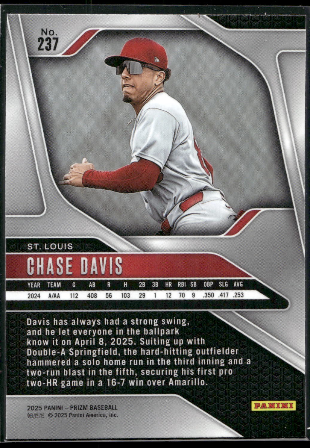 2025 Panini Prizm #237 Chase Davis