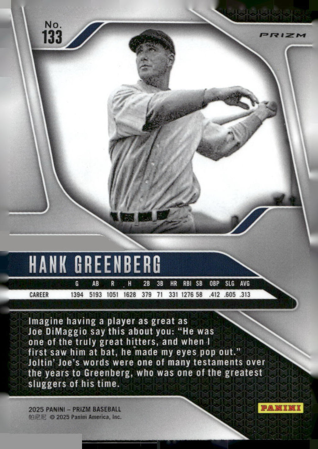 2025 Panini Prizm #133 Hank Greenberg Blue Ice Prizms