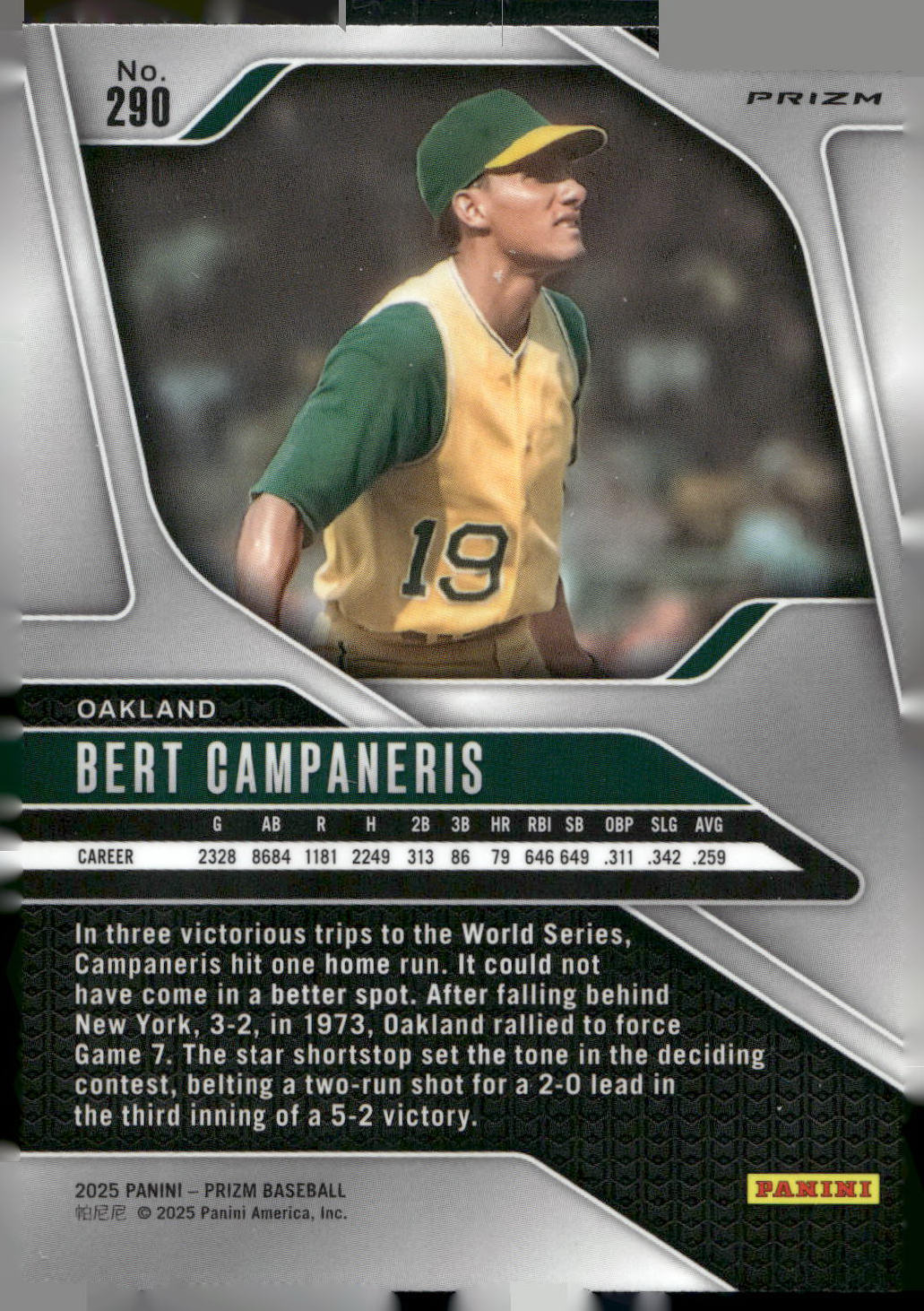 2025 Panini Prizm #290 Bert Campaneris Silver Prizms