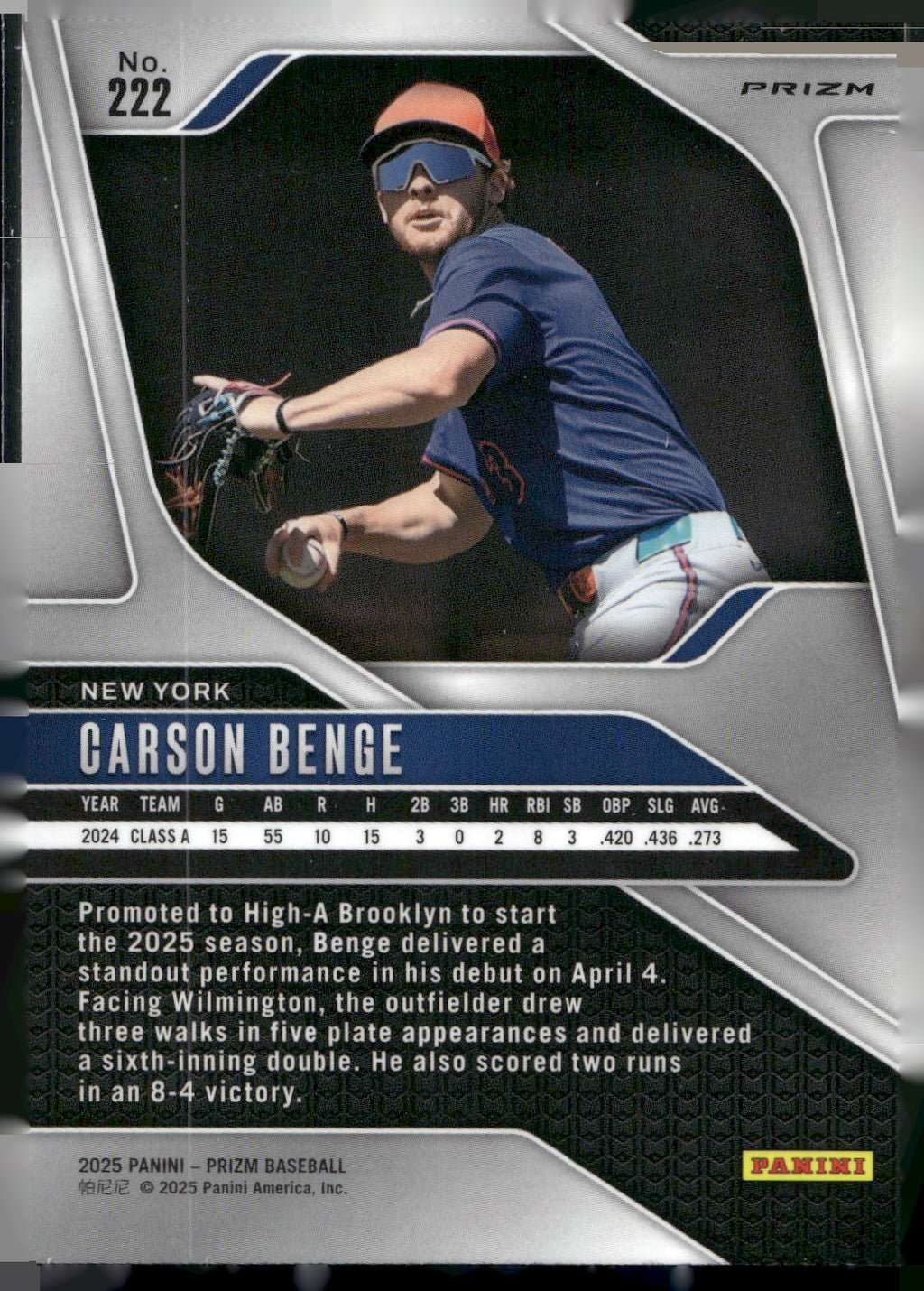 2025 Panini Prizm #222 Carson Benge