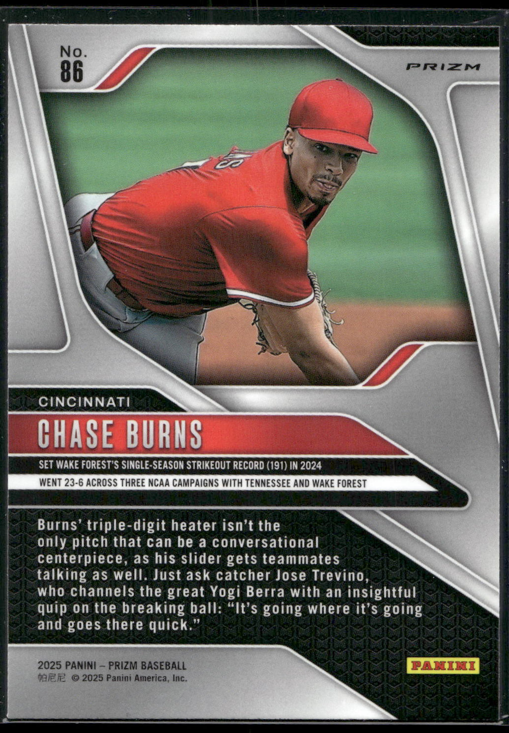 2025 Panini Prizm #86 Chase Burns Silver Prizms