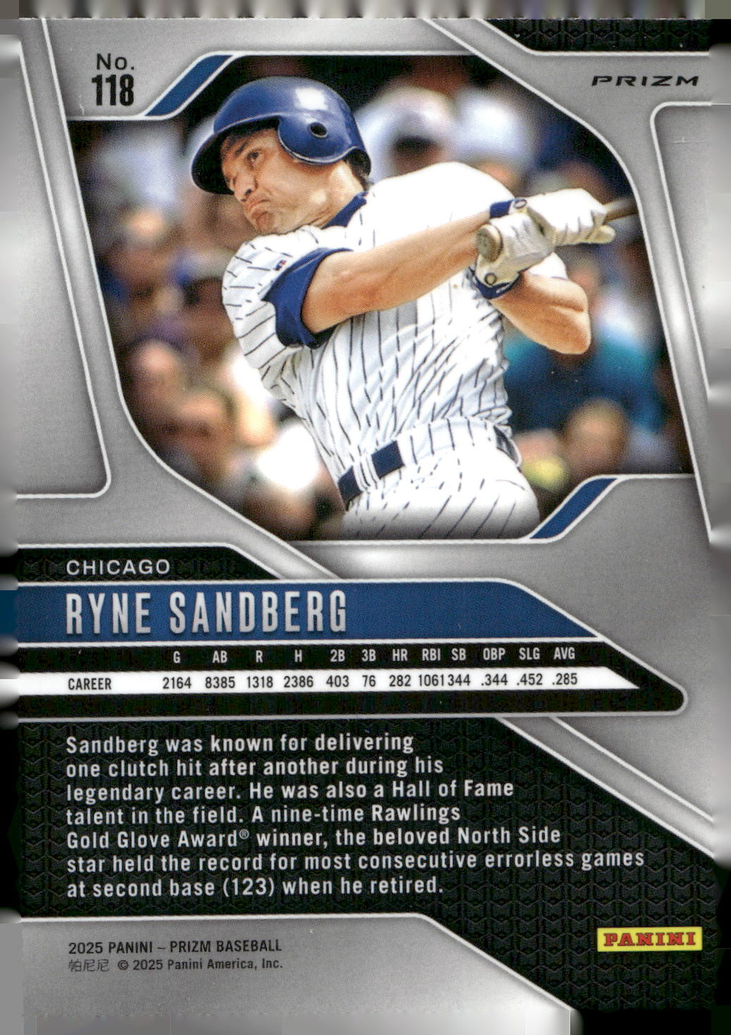 2025 Panini Prizm #118 Ryne Sandberg Green Ice Prizms