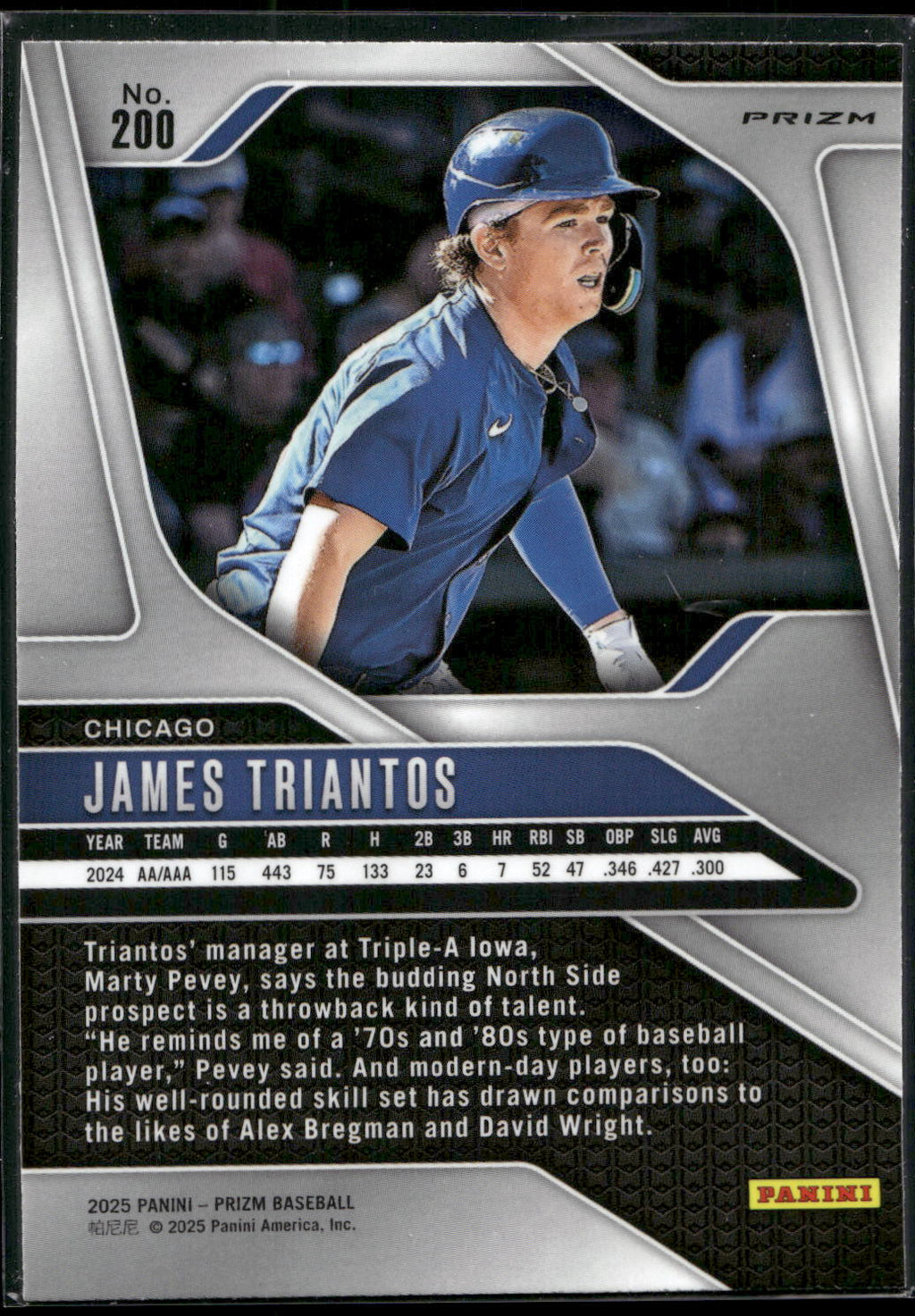 2025 Panini Prizm #200 James Triantos Blue Ice Prizms