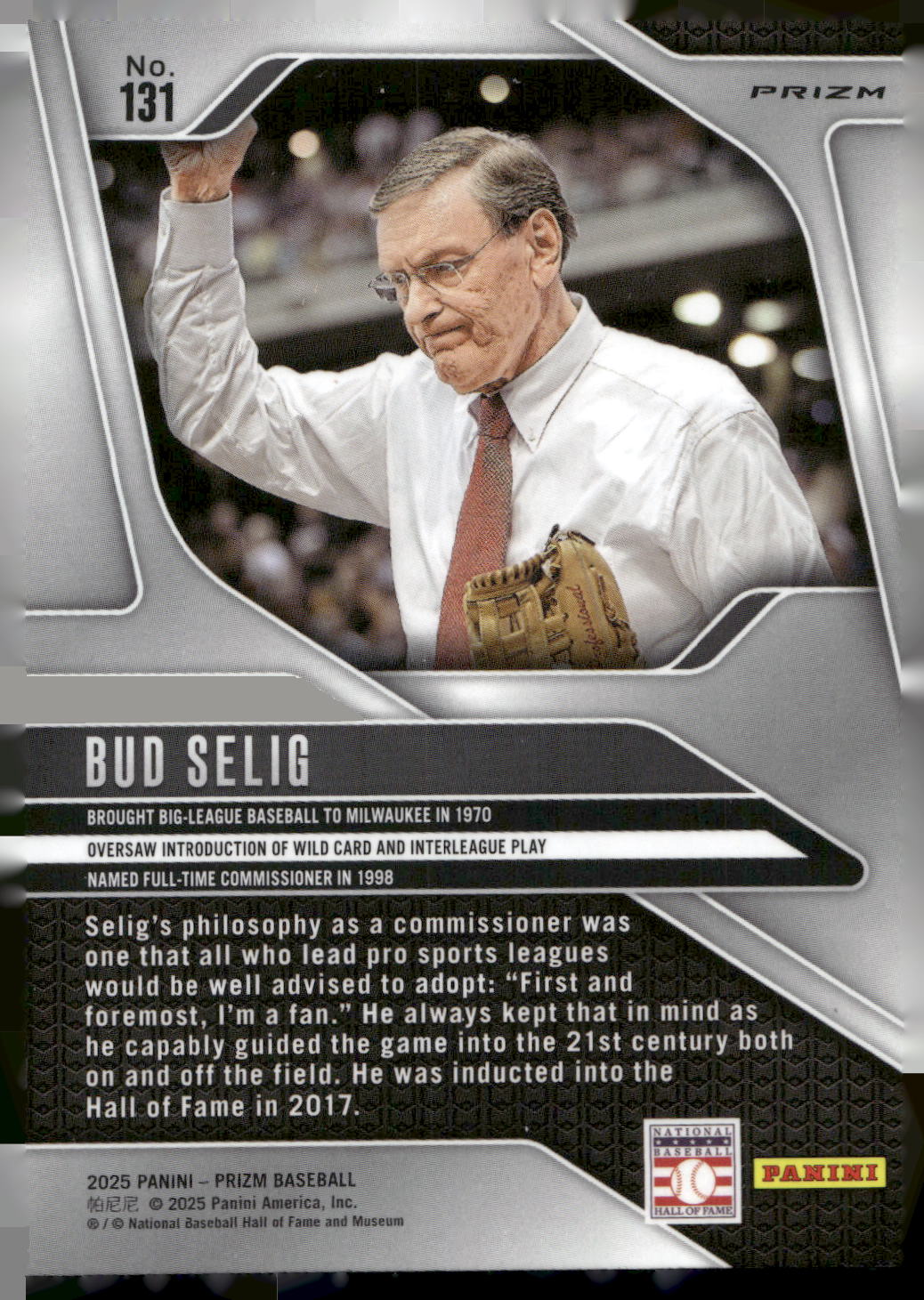 2025 Panini Prizm #131 Bud Selig Blue Ice Prizms