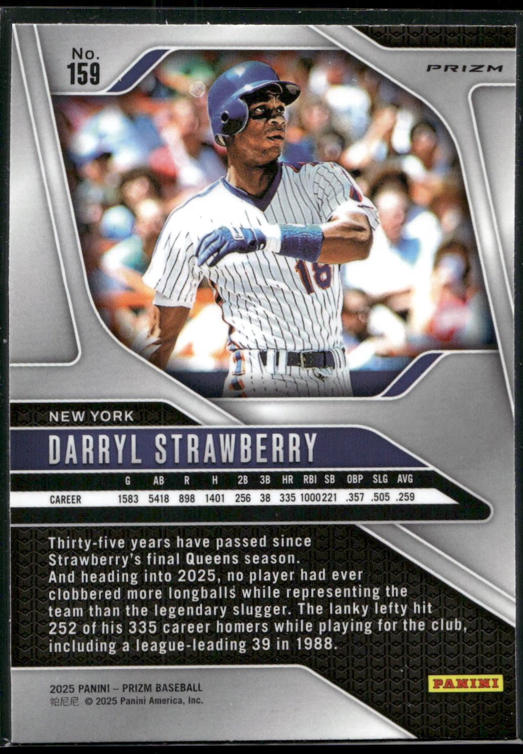 2025 Panini Prizm #159 Darryl Strawberry Blue Ice Prizms