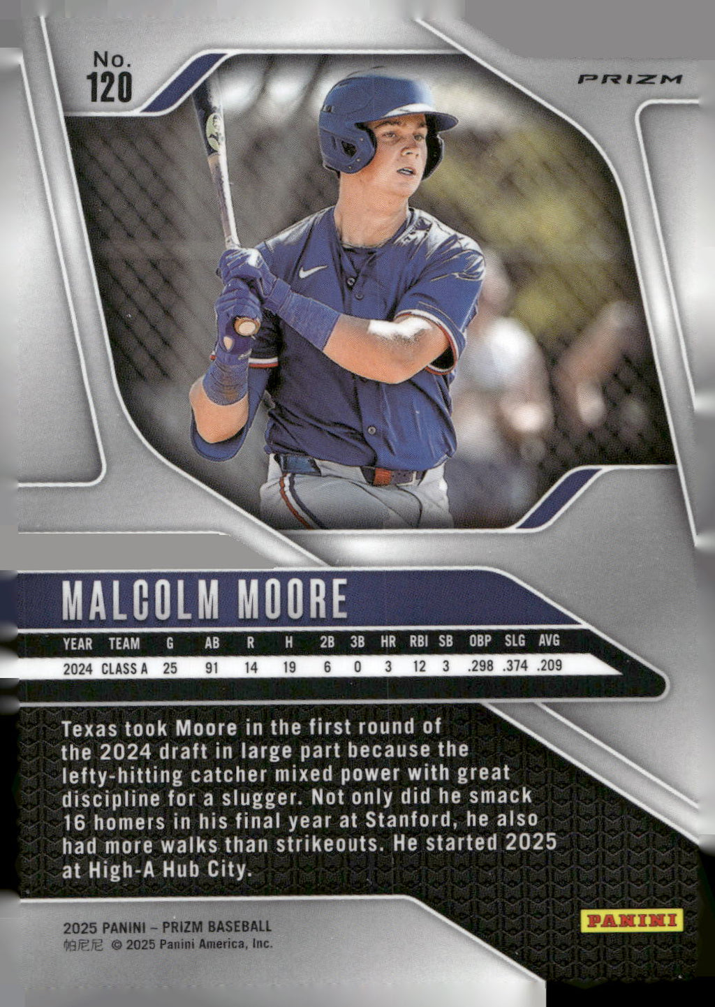 2025 Panini Prizm #120 Malcolm Moore Blue Ice Prizms