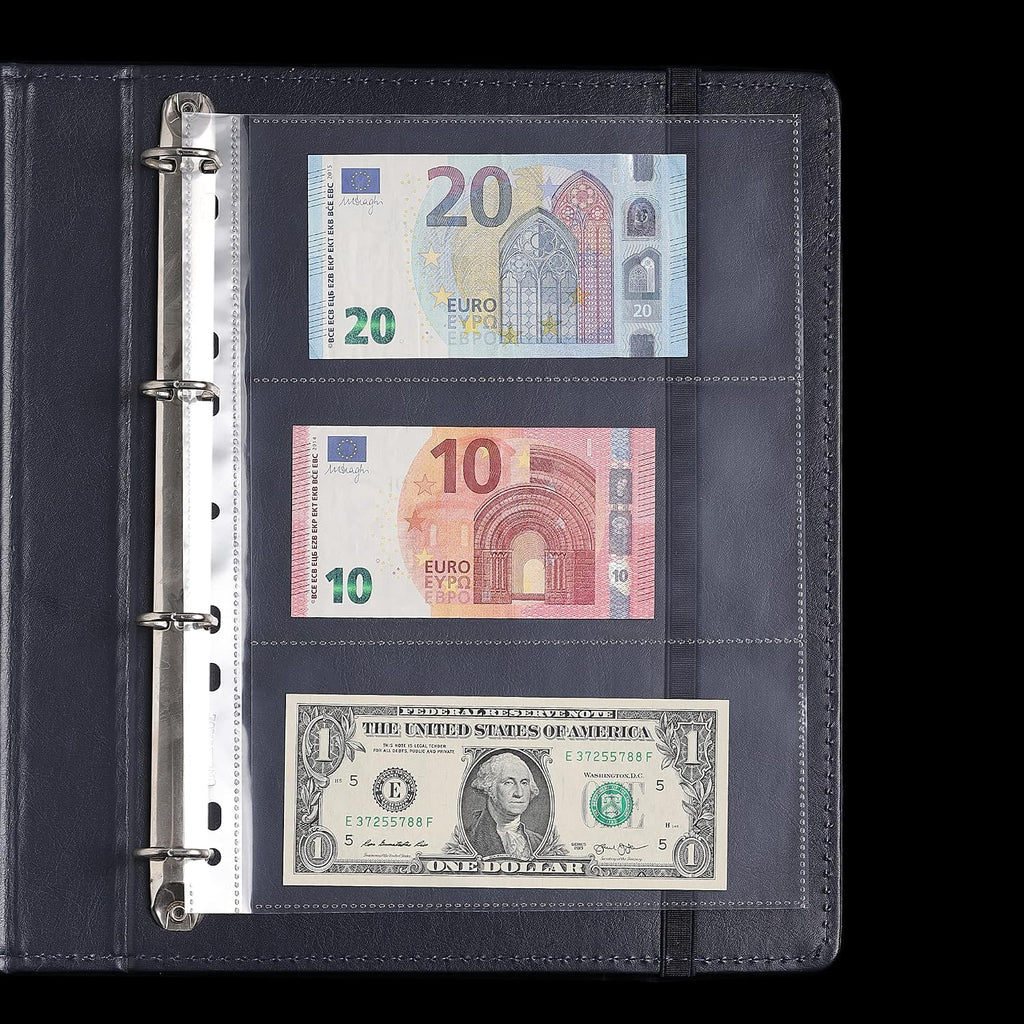 100 Pack 3-Pocket Currency Pages Paper Money Stamp Album Sheets
