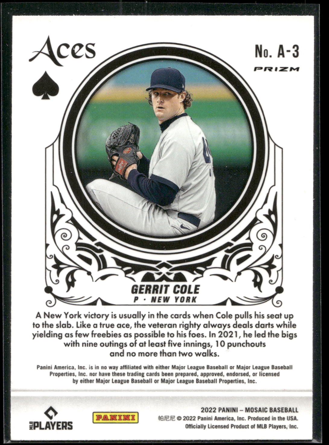 2022 Panini Mosaic #A-3 Gerrit Cole Aces Green Mosaic