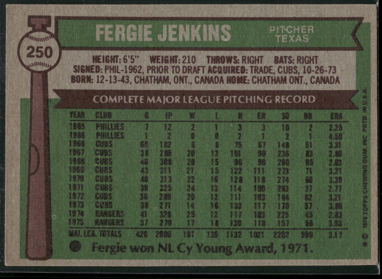 1976 Topps #250 Fergie Jenkins