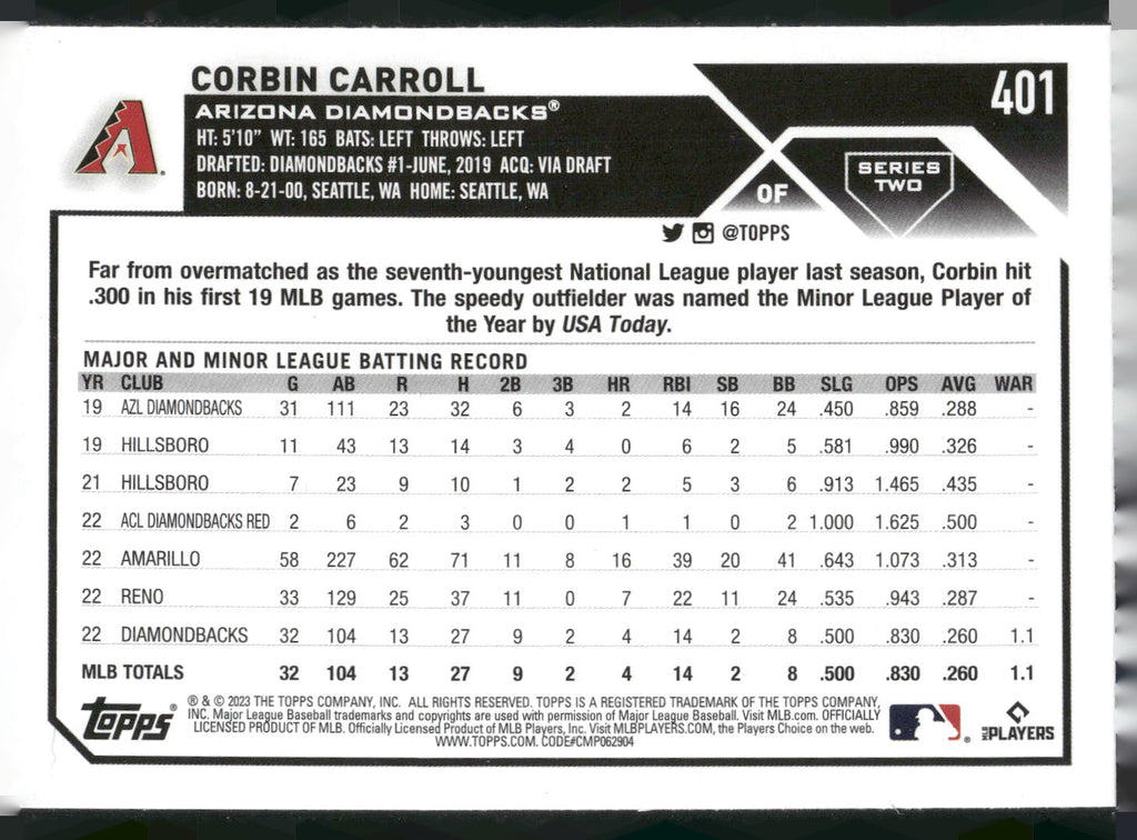 2023 Topps #401 Corbin Carroll