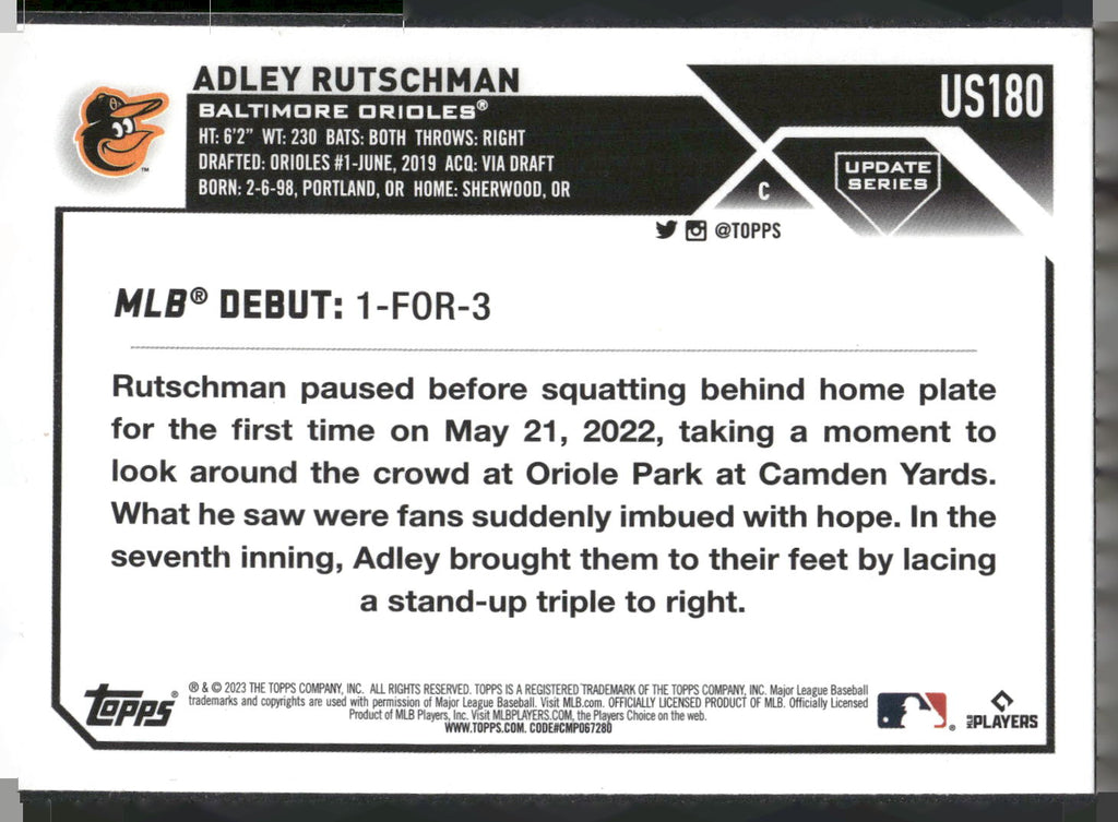2023 Topps Update #US180 Adley Rutschman