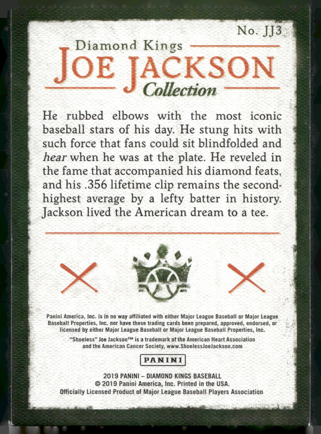2019 Panini Diamond Kings #JJ3 Joe Jackson Joe Jackson Collection