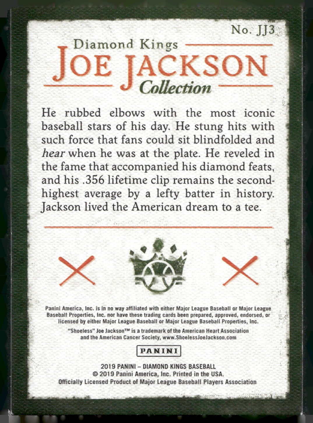 2019 Panini Diamond Kings #JJ3 Joe Jackson Joe Jackson Collection