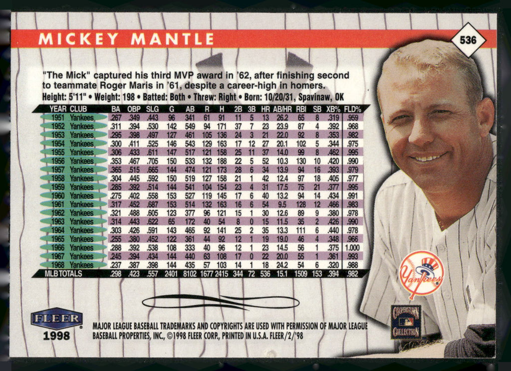 1998 Fleer Tradition #536 Mickey Mantle