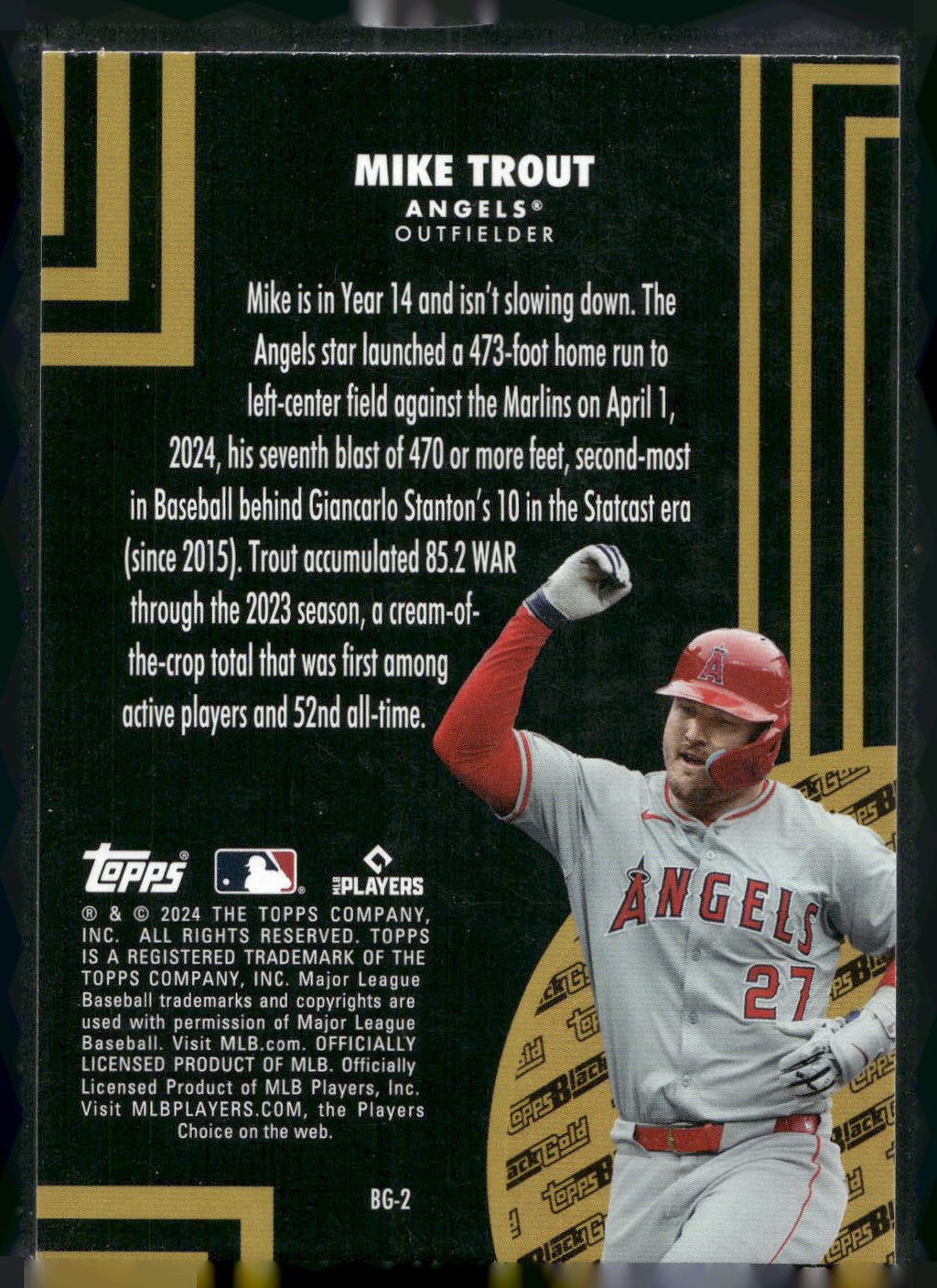 2024 Topps Update #BG-2 Mike Trout Topps Black Gold