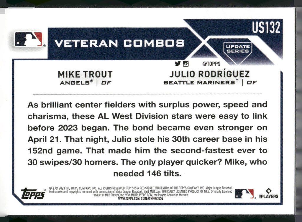 2023 Topps Update #US132 Bright Future (Mike Trout / Julio Rodríguez) Foil