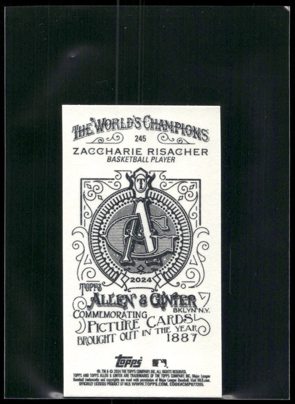 2024 Topps Allen & Ginter #245 Zaccharie Risacher Mini A & G Back